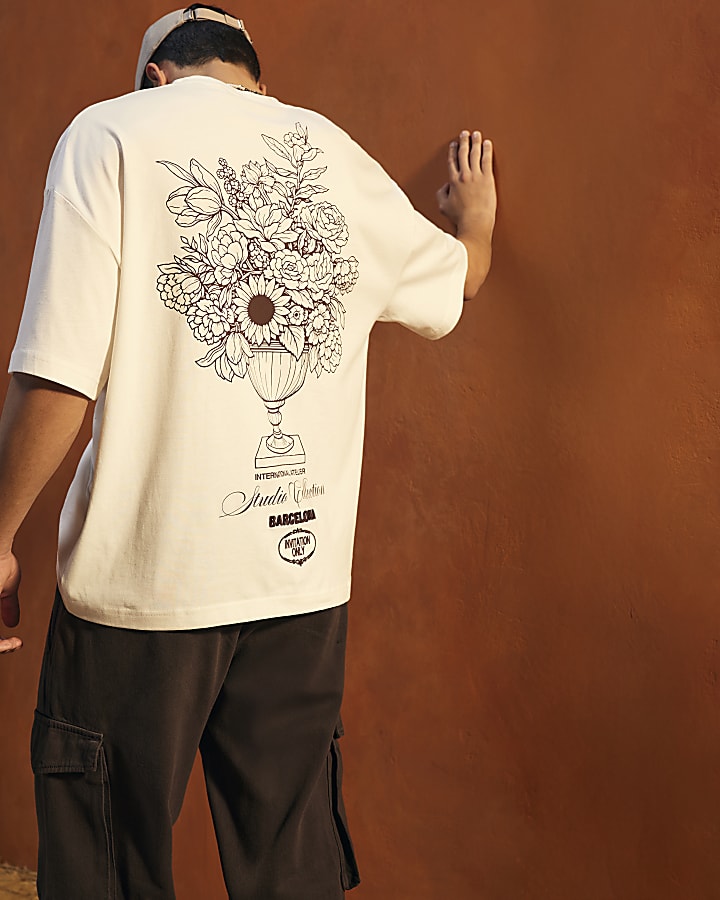 White Cotton Floral Vase T-Shirt