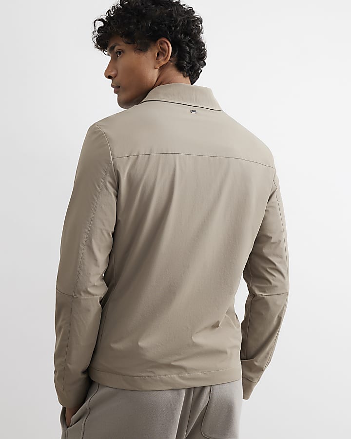 Beige Muscle Fit Defined Shacket