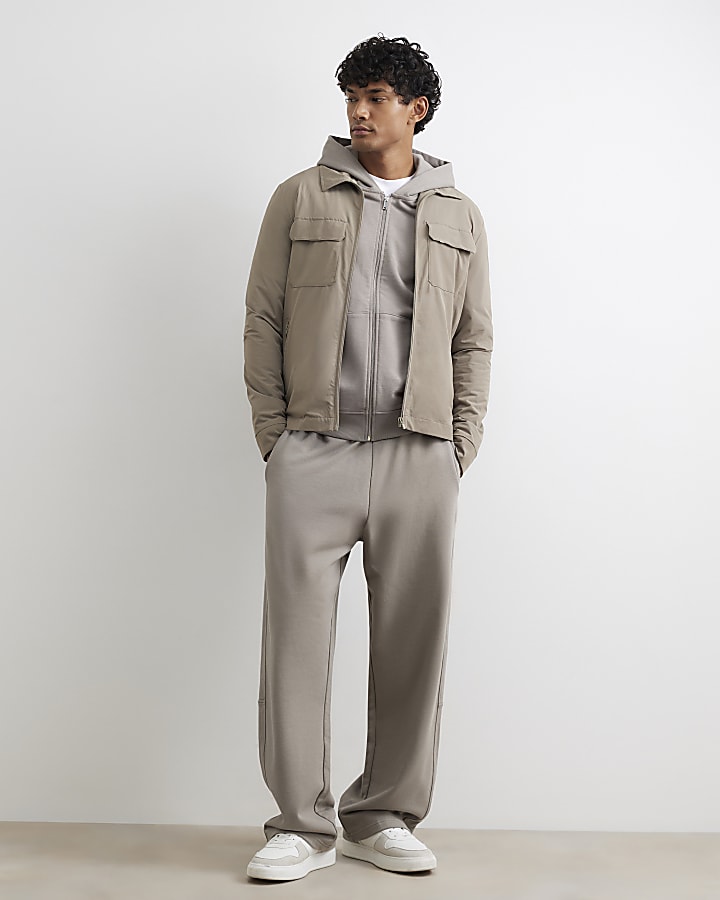 Beige Muscle Fit Defined Shacket