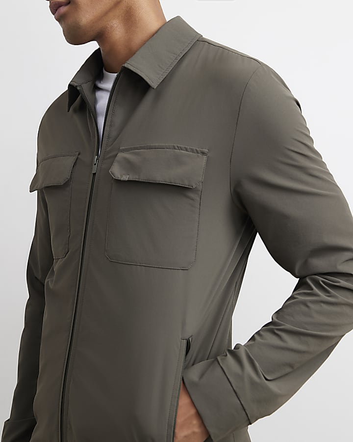 Green Muscle Fit Defined Shacket