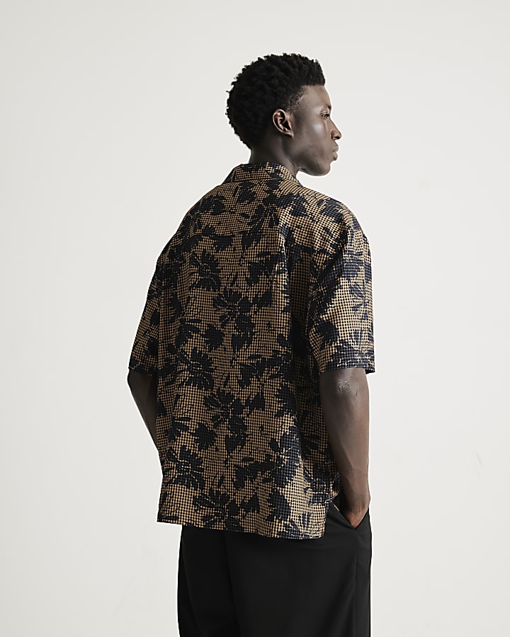 Brown RI Studio Floral Check Shirt