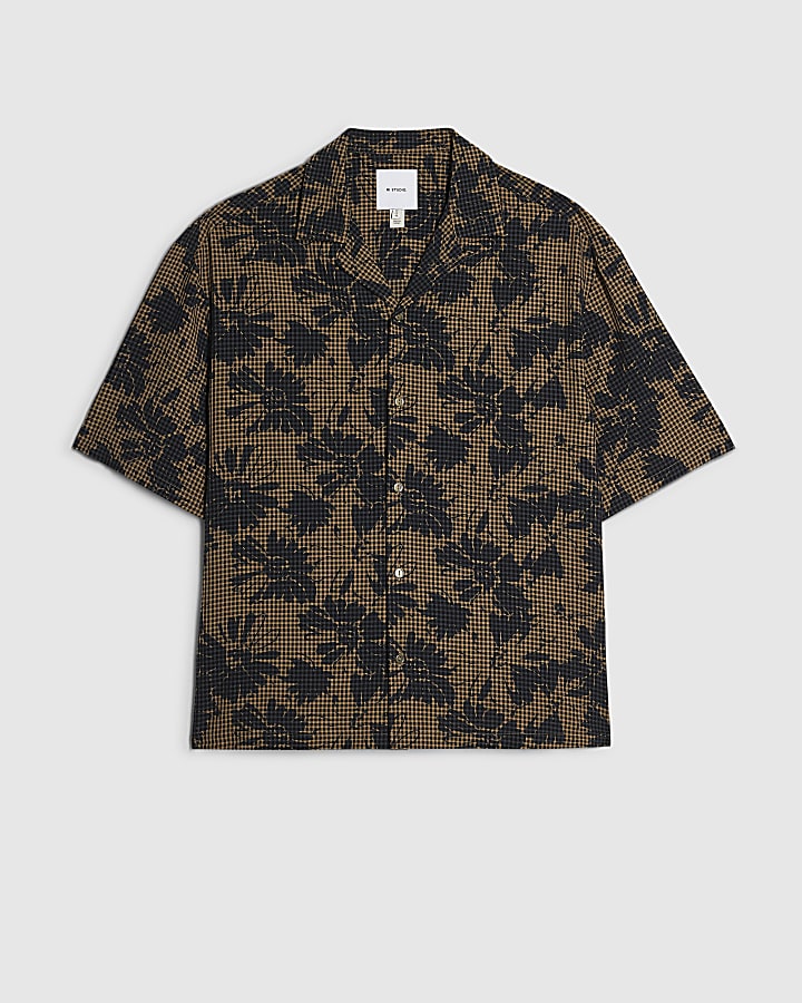 Brown RI Studio Floral Check Shirt
