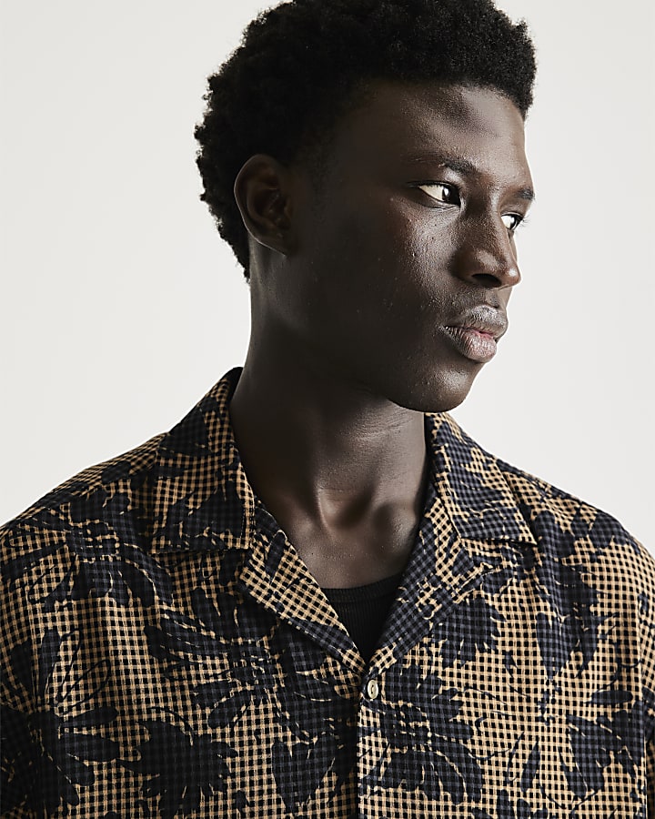 Brown RI Studio Floral Check Shirt