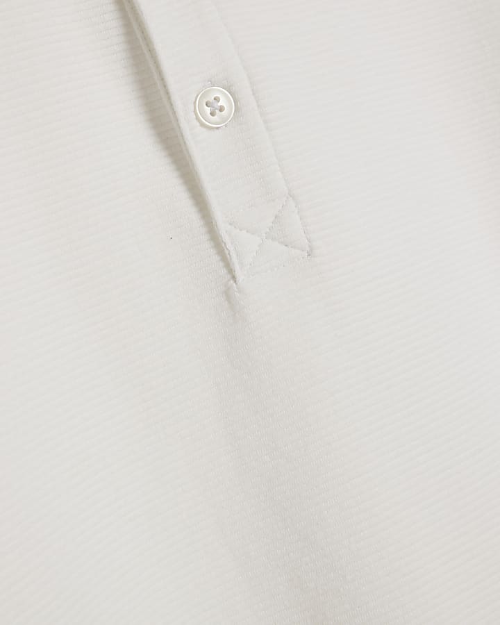 White Regular Fit Cotton Henley Neck T-Shirt