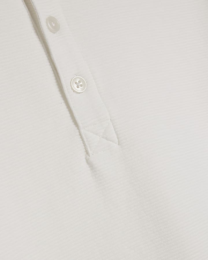 White Regular Fit Cotton Henley Neck T-Shirt