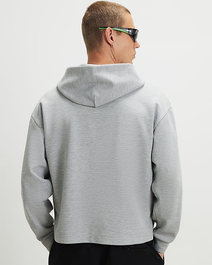 Grey Premium Oversized Fit Zipped Hoodie