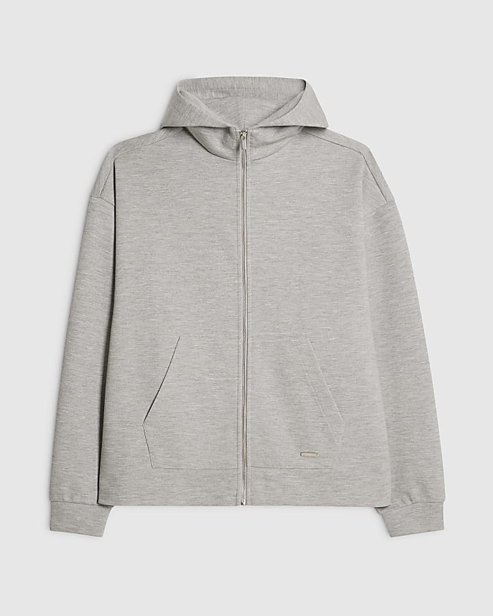 Grey Premium Oversized Fit Zipped Hoodie