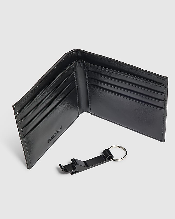 Black Check Print Wallet Gift Set