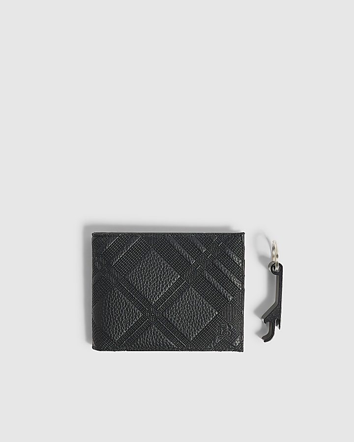 Black Check Print Wallet Gift Set