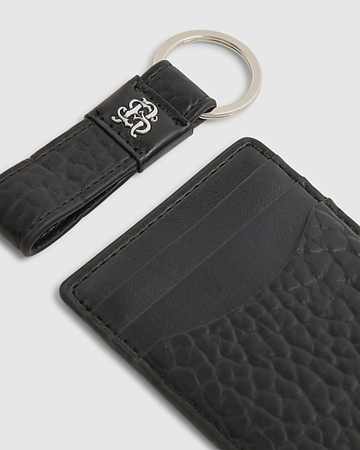 Black Faux Leather Cardholder Gift Set