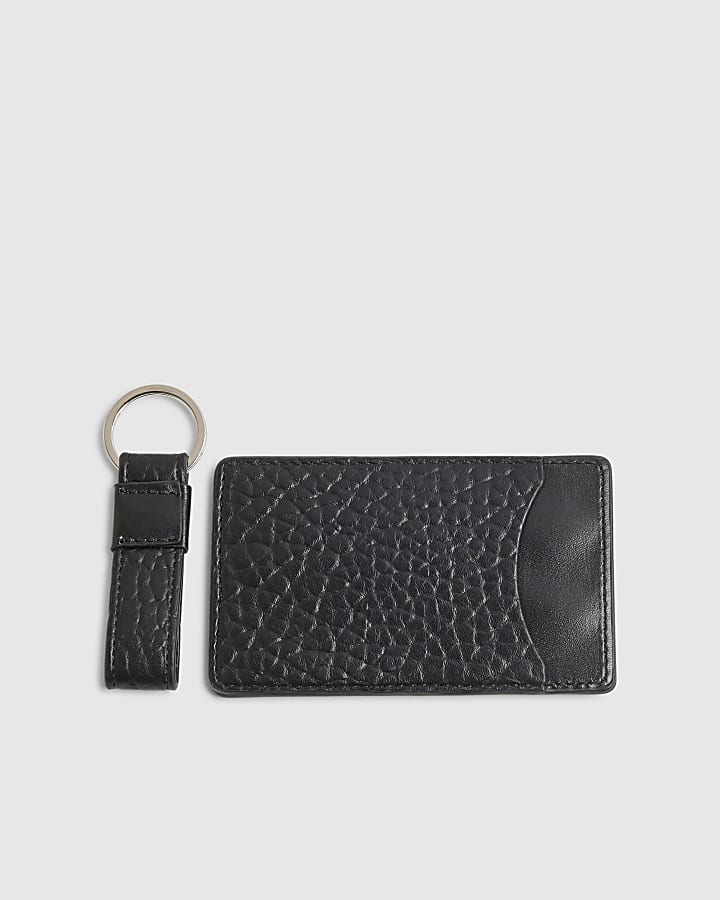 Black Faux Leather Cardholder Gift Set