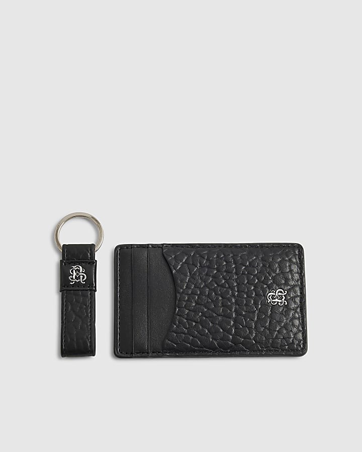Black Faux Leather Cardholder Gift Set