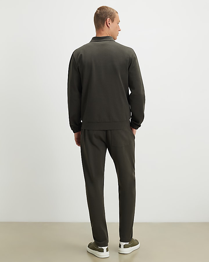 Green Slim Fit Cotton Pintuck Joggers