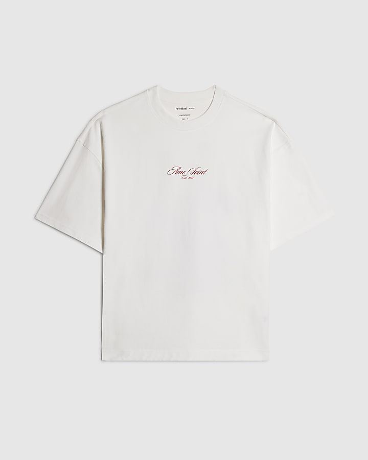 White Oversized Fit Champagne Bucket T-Shirt