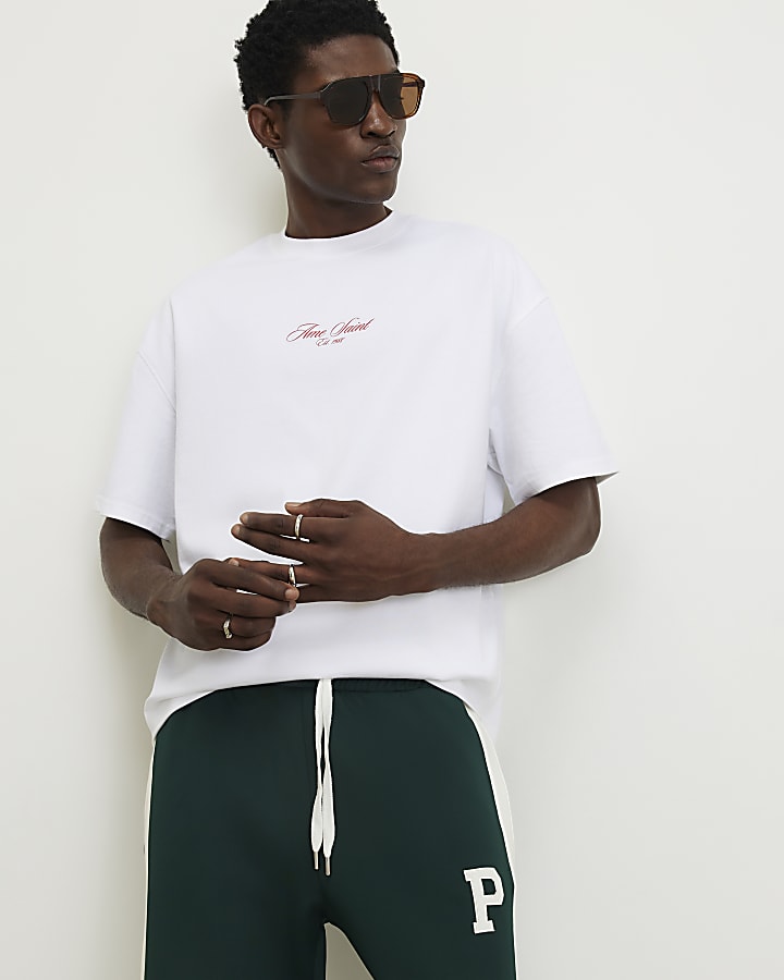 White Oversized Fit Champagne Bucket T-Shirt