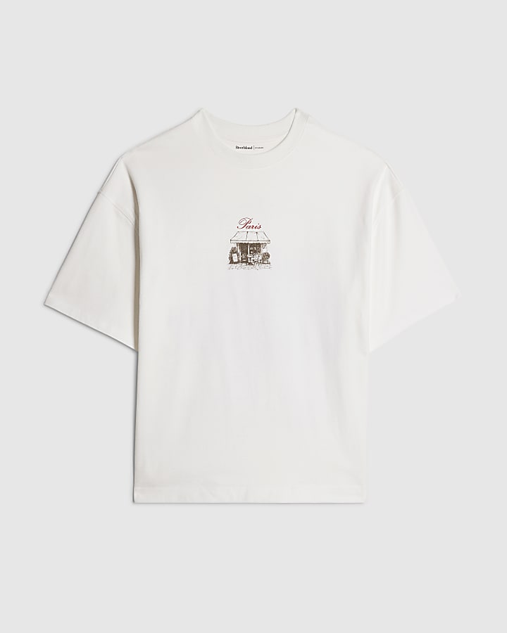 White Oversized Fit Cafe Rivere T-Shirt