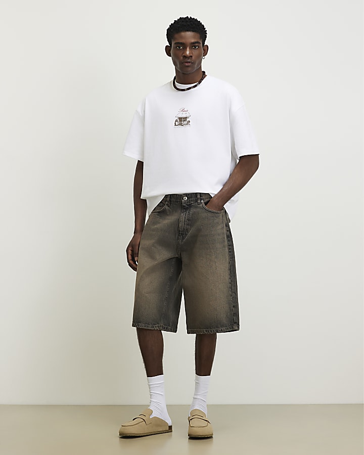 White Oversized Fit Cafe Rivere T-Shirt