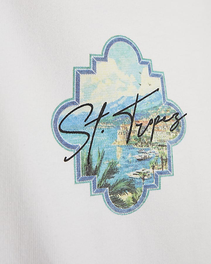 White Oversized Fit St Tropez Keyhole T-Shirt