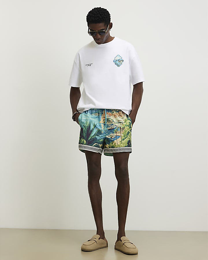 White Oversized Fit St Tropez Keyhole T-Shirt