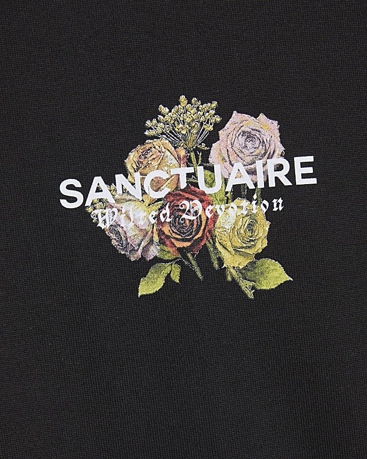 Black Oversized Fit Sanctuaire Floral T-Shirt