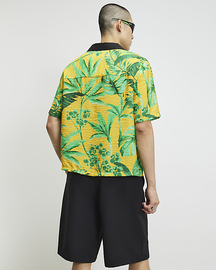 Yellow Short Sleeve Hawaiian Football Shirt