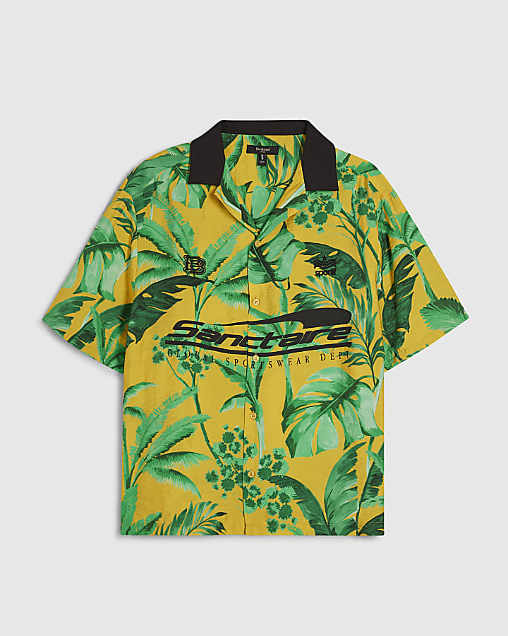 Yellow Short Sleeve Hawaiian Football Shirt