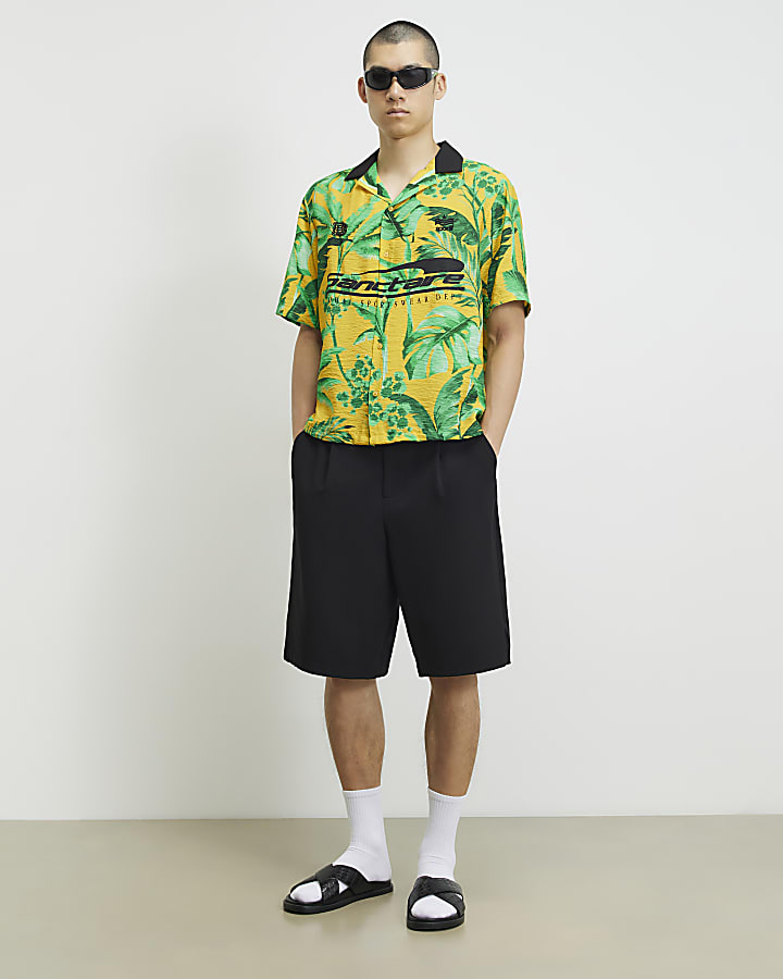 Yellow Short Sleeve Hawaiian Football Shirt