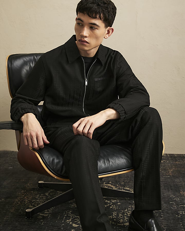 Black Check Harrington Jacket