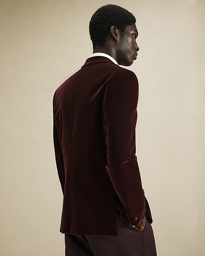 Burgundy Velvet Blazer Jacket