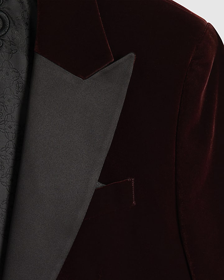 Burgundy Velvet Blazer Jacket