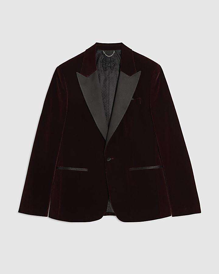 Burgundy Velvet Blazer Jacket