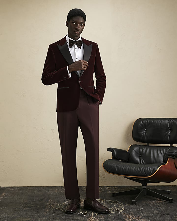 Burgundy Velvet Blazer Jacket