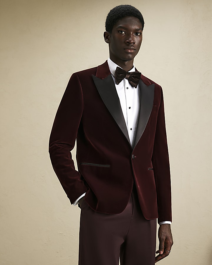 Burgundy Velvet Blazer Jacket