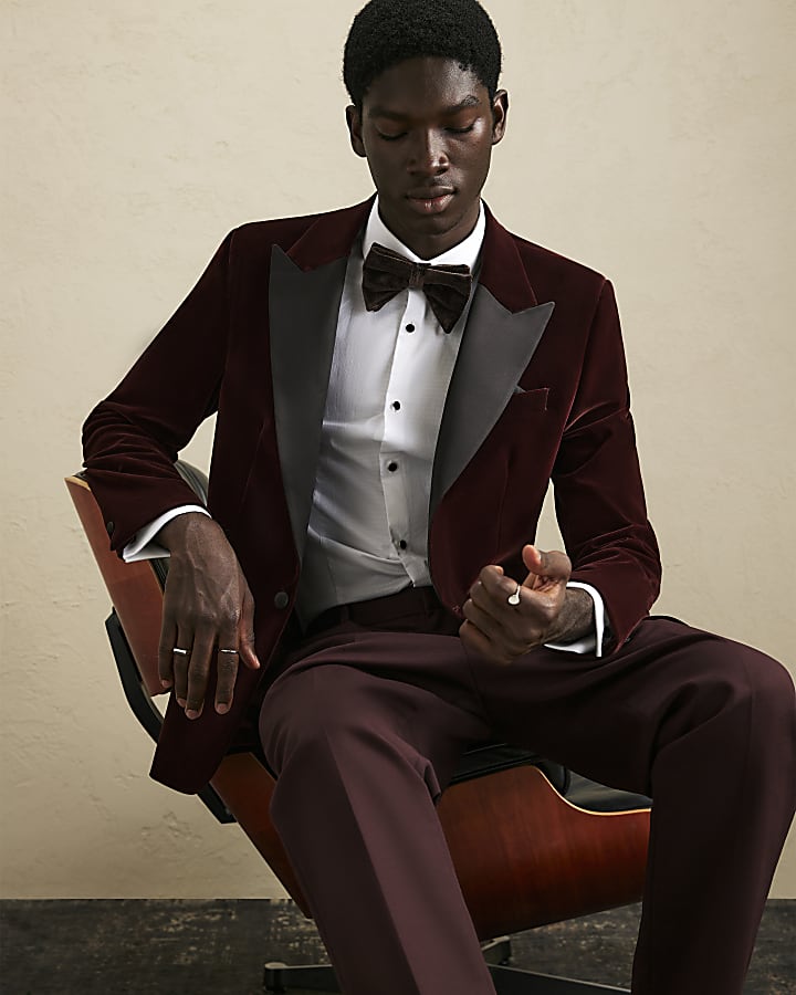 Burgundy Velvet Blazer Jacket
