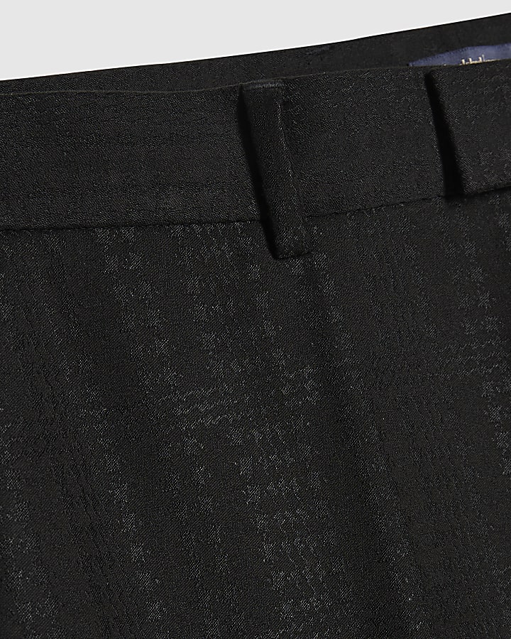 Black Slim Fit Check Tailored Trousers