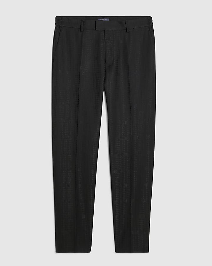 Black Slim Fit Check Tailored Trousers