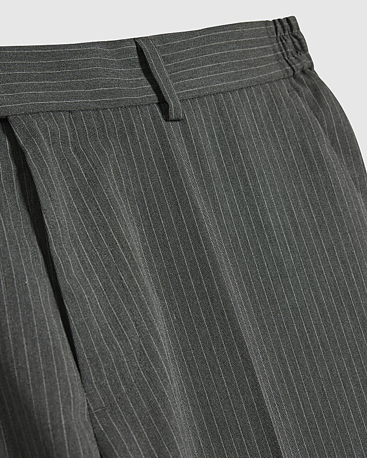 Grey Slim Fit Pinstripe Suit Trousers