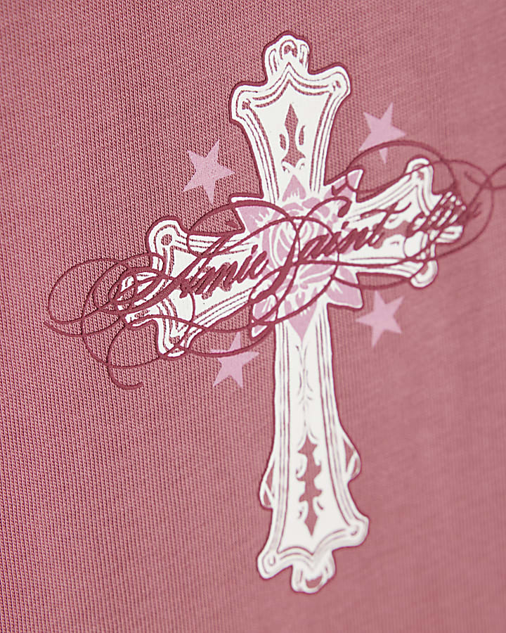Pink Cotton Ame Saint Cross T-Shirt