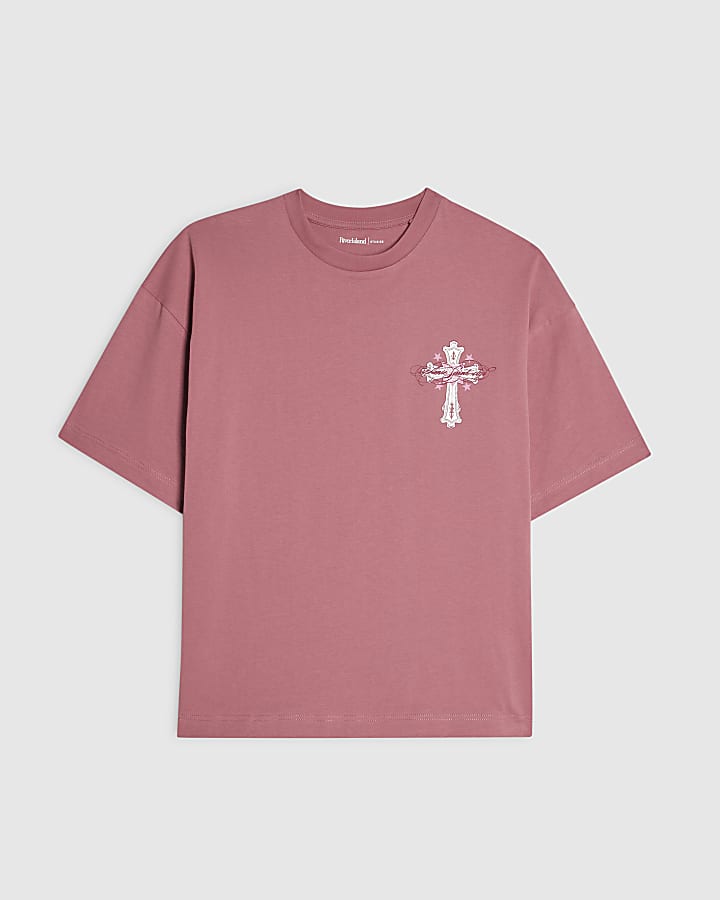 Pink Cotton Ame Saint Cross T-Shirt