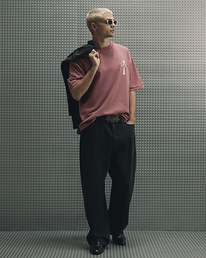 Pink Cotton Ame Saint Cross T-Shirt