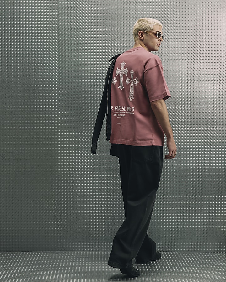 Pink Cotton Ame Saint Cross T-Shirt