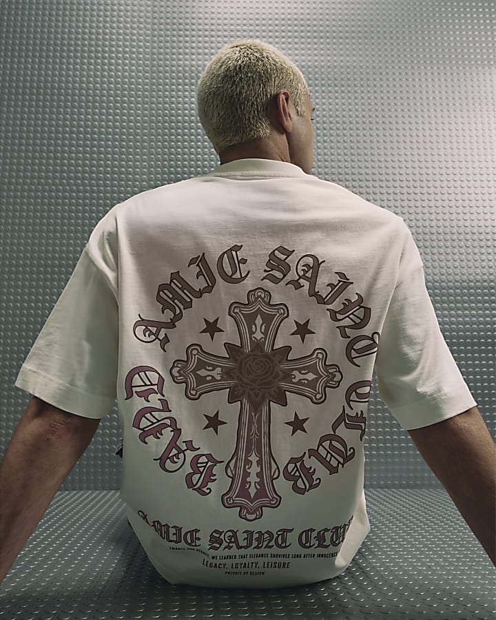 Cream Cotton Ame Saint Cross T-Shirt