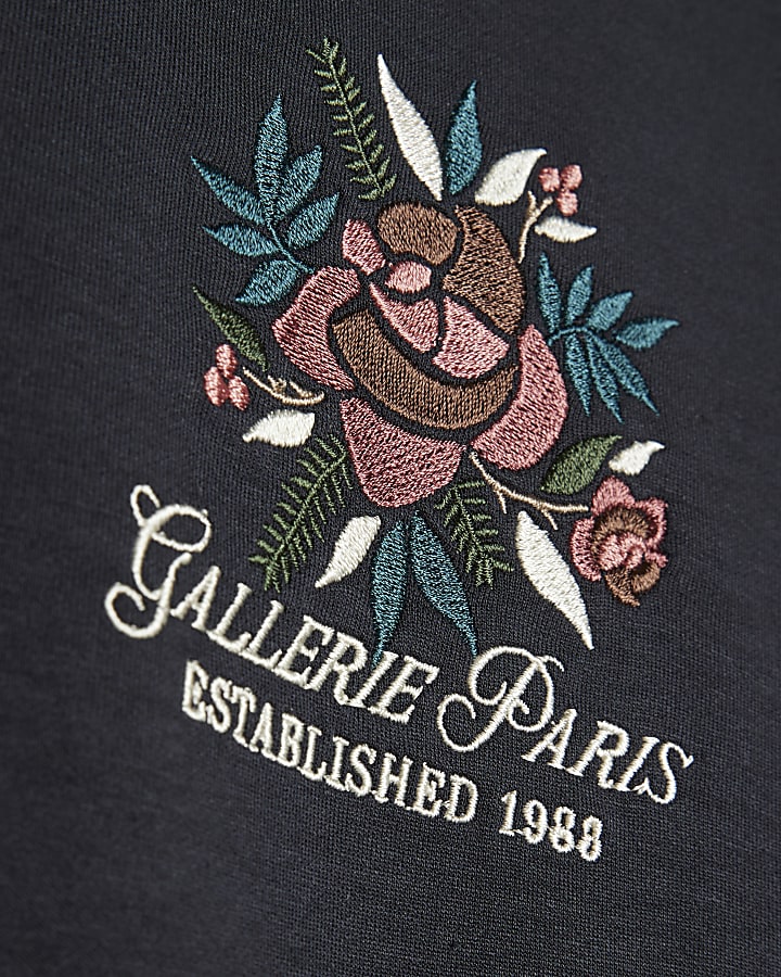 Navy Oversized Fit Gallerie Floral T-Shirt
