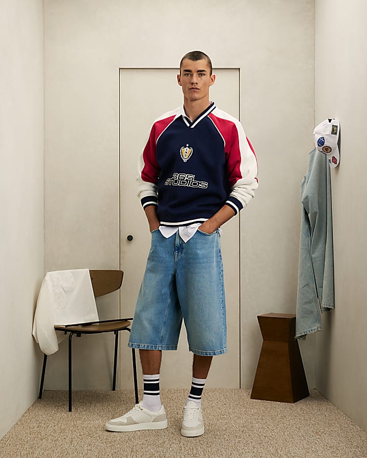 Navy 36S Sports Colour Block Sweatshirt