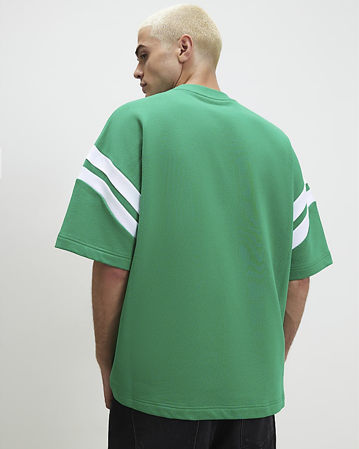 Green Oversized Fit Cotton Sports T-Shirt