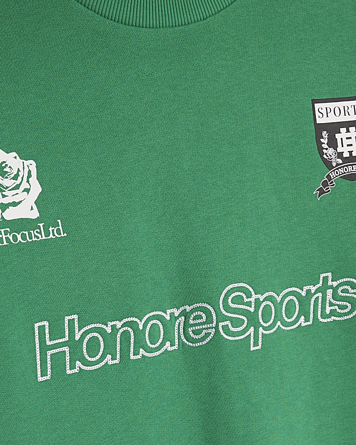 Green Oversized Fit Cotton Sports T-Shirt