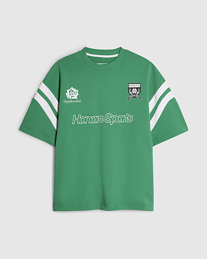 Green Oversized Fit Cotton Sports T-Shirt