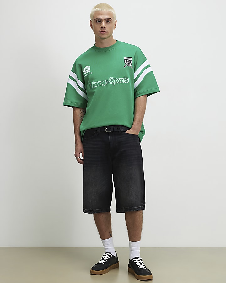 Green Oversized Fit Cotton Sports T-Shirt