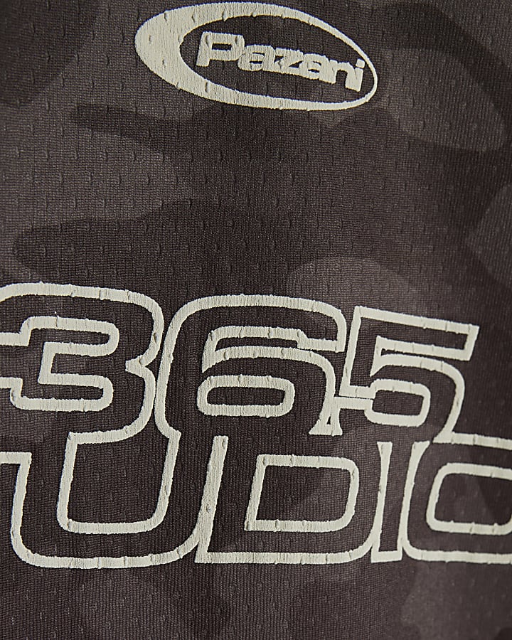 Brown Regular Fit Camo Football T-Shirt