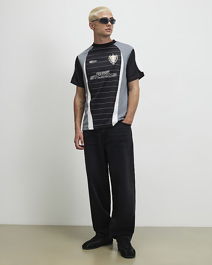 Black Stripe 365 Studios Football T-Shirt